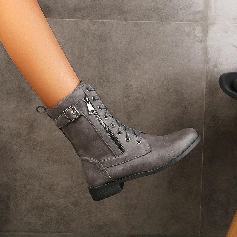 Round Toe Biker Boots