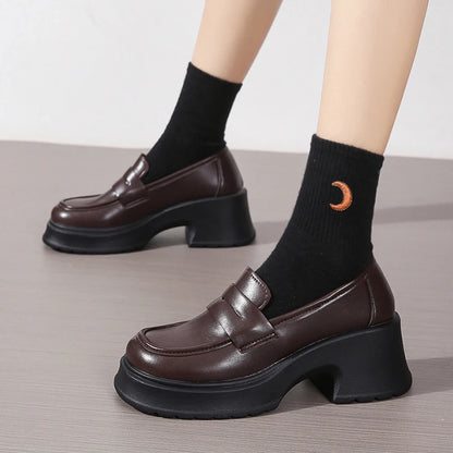 Leather Platform Loafers